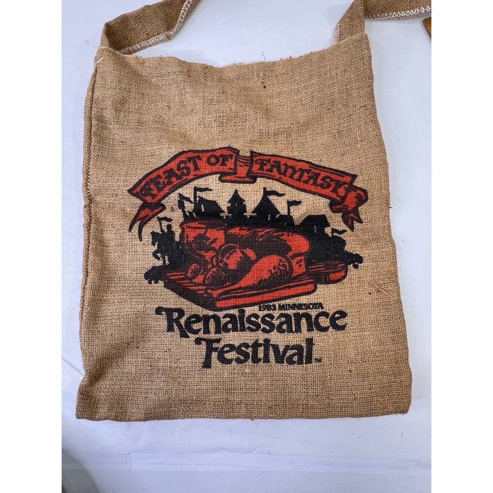 Vintage 1983 Minnesota Renaissance Festival Feast of Fantasy Burlap Tote Bag
